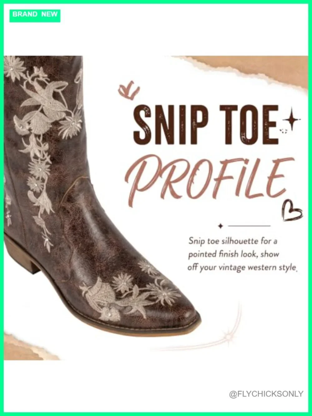 Faux Leather Floral Embroidered Western Cowboy Boots Mid Calf Snip Toe Pull-On